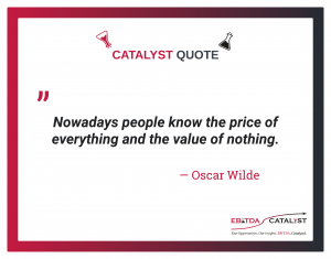 Image shows a framed quote attributed to Oscar Wilde "Nowadays people know the price of everything and the value of nothing."