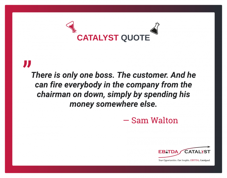 Image shows a framed quote attributed to Sam Walton "There is only one boss. The customer."