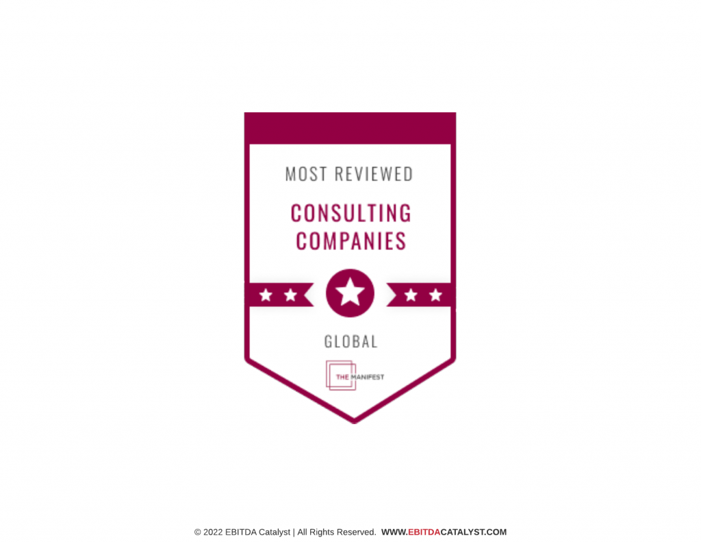 Image shows a badge of an award for Most Reviewed Consulting Companies, Global, from The Manifest publication