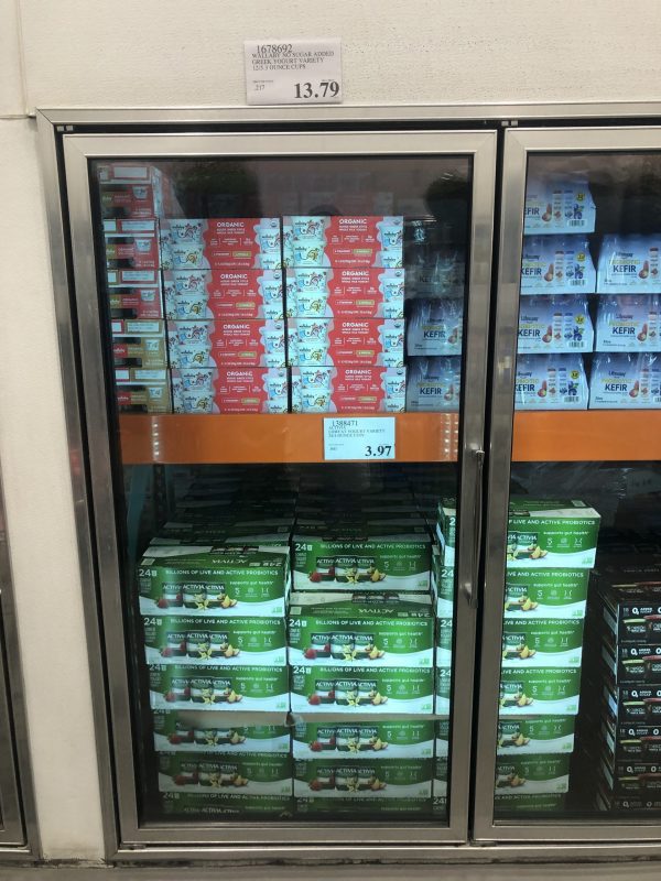 Image shows Activia Yogurt 24-pack for $3.97 next to competitors